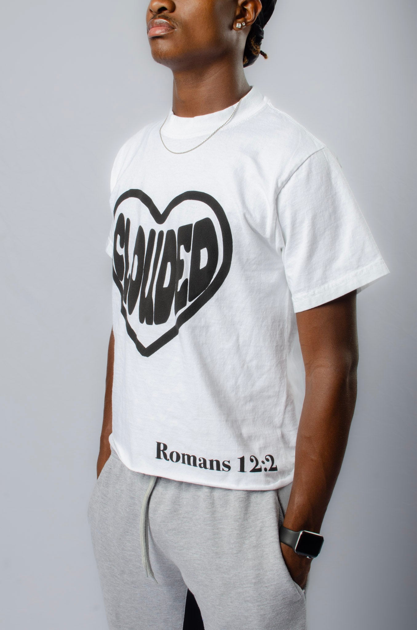 Cropped Clouded White Tee