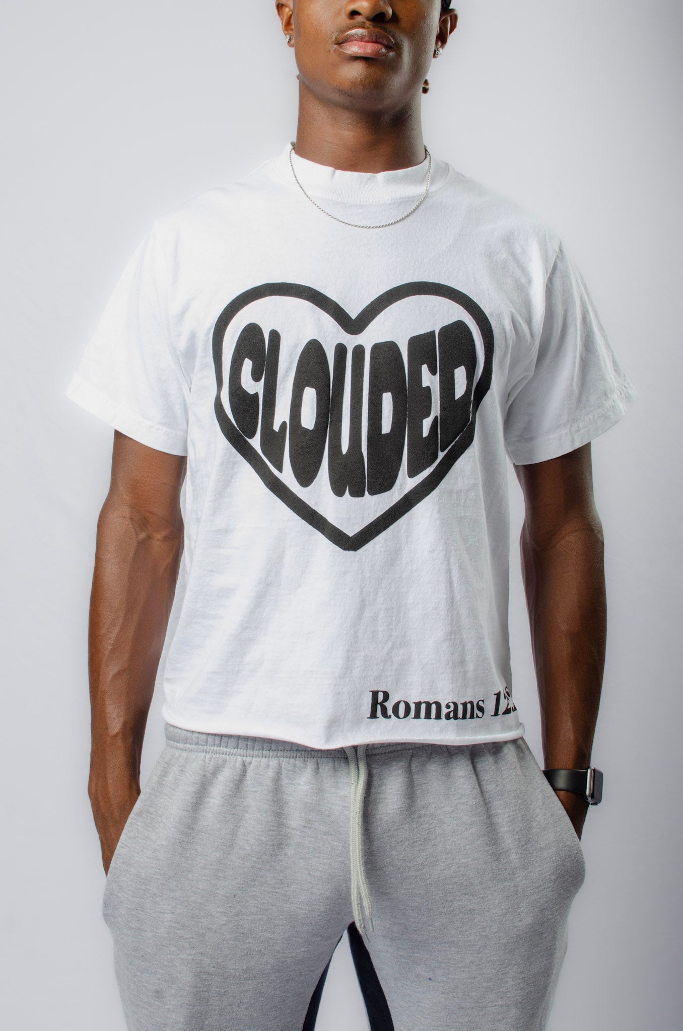 Cropped Clouded White Tee
