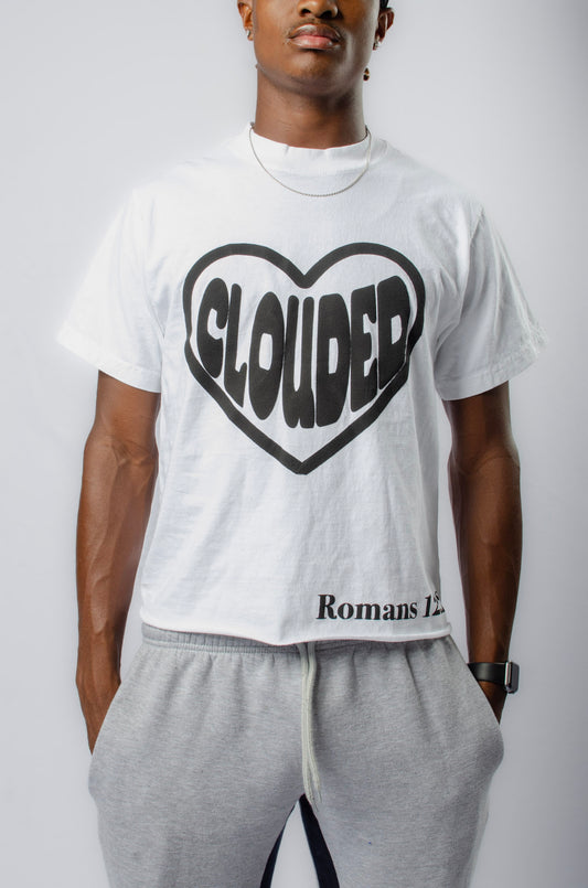 Cropped Clouded White Tee